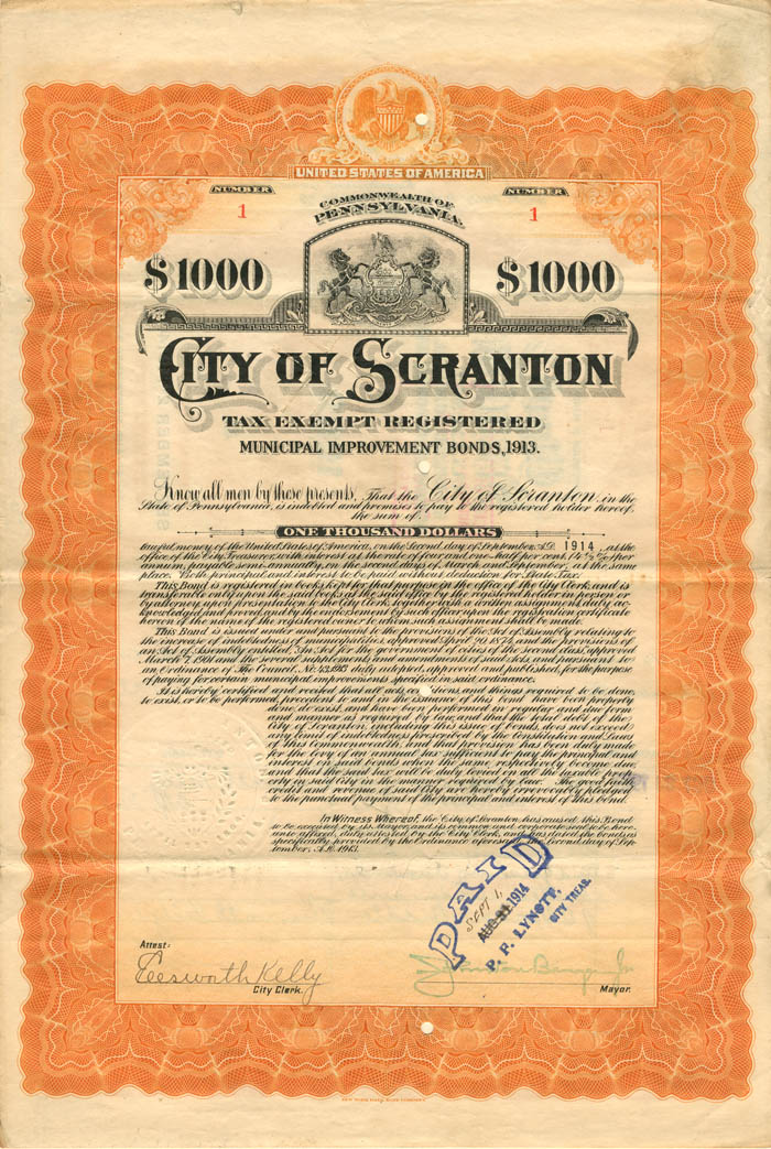 City of Scranton - $1000
